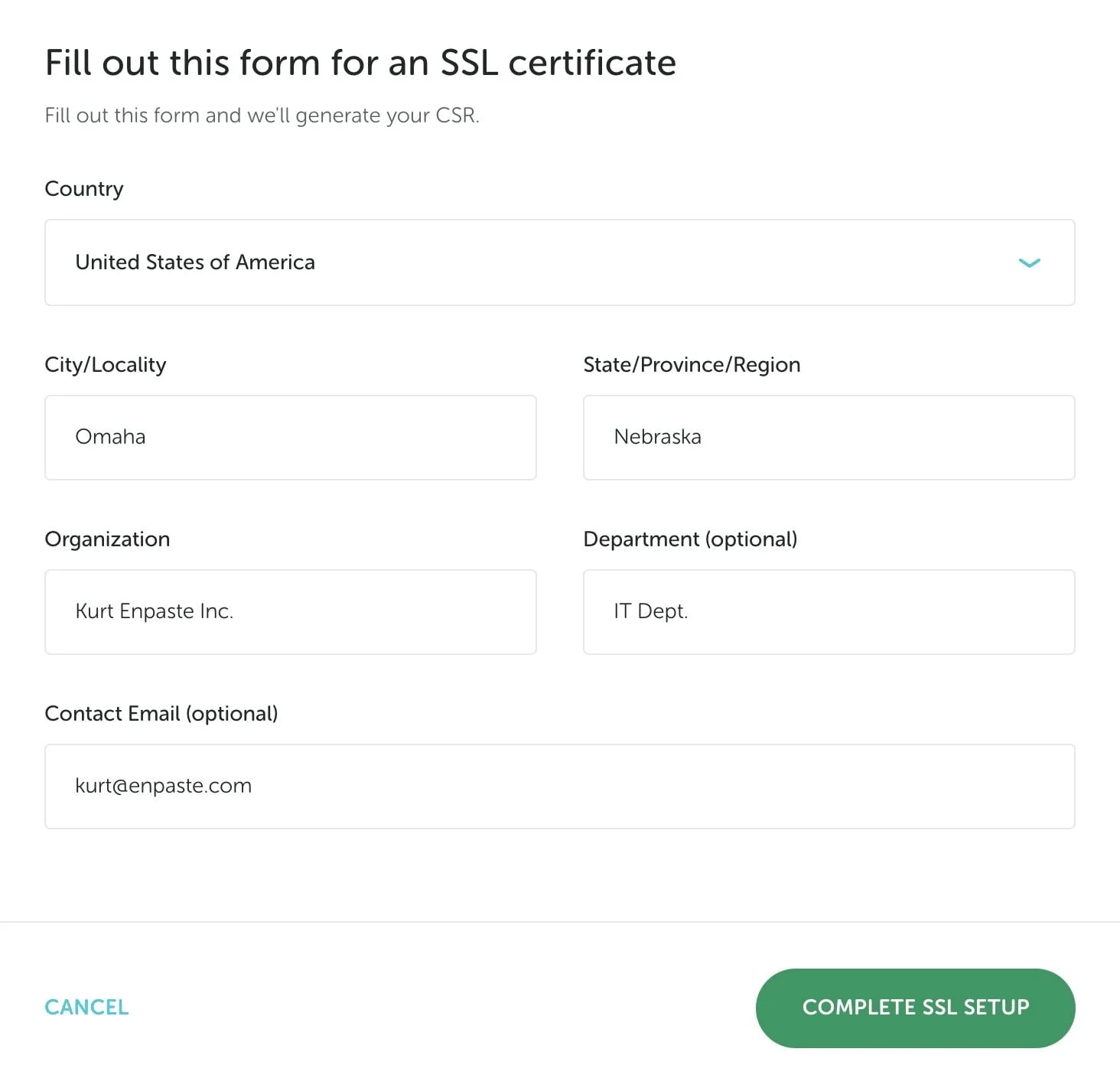 Complete SSL setup in flywheel