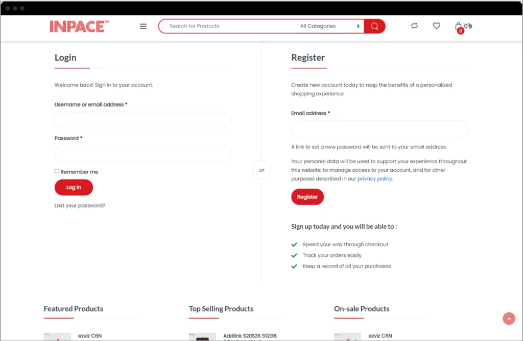 Account creation to manage orders